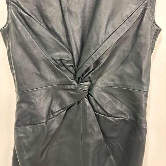 Maje Lambs Leather Mini Dress Twist Knot Front Black Bodycon Party Sleeveless - Picture 11 of 11